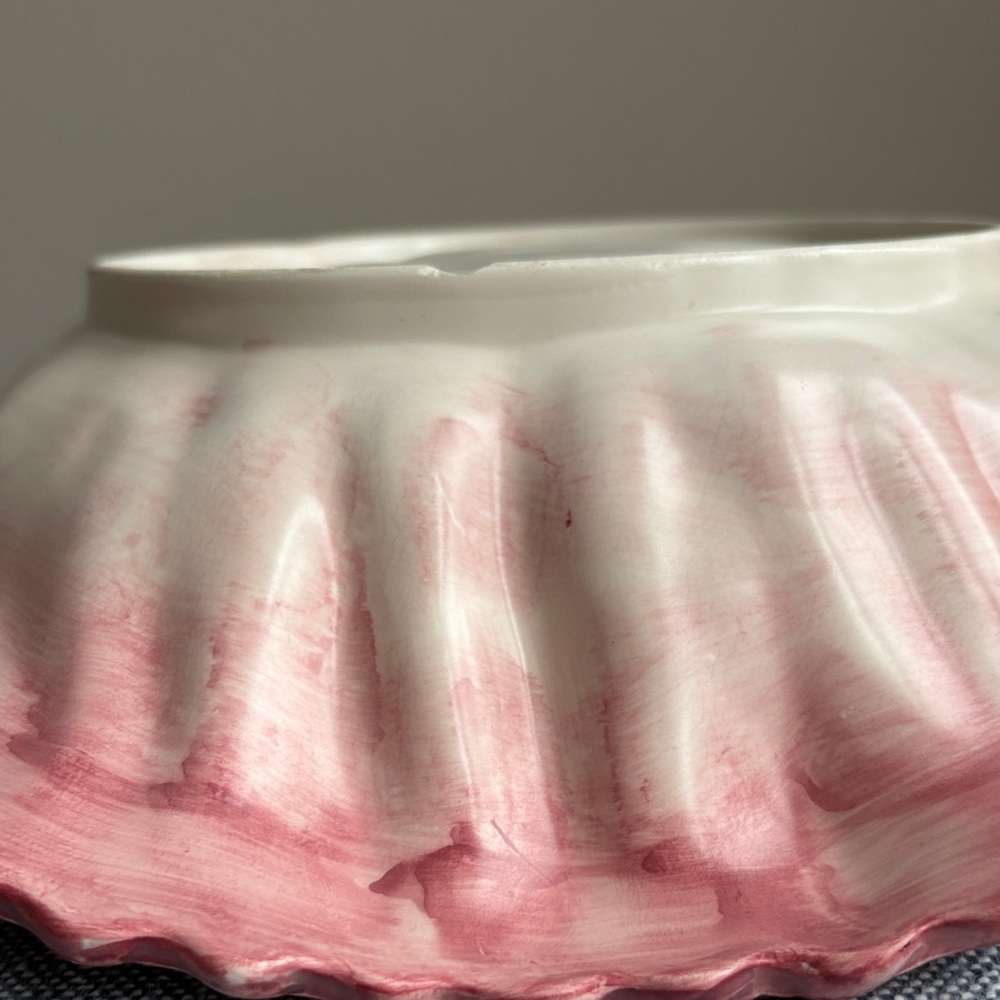 F&F Cabbage Leaf Red Pink Serving Bowl Dish Lettuce Large Vintage Rare 1989 - Picture 10 of 14